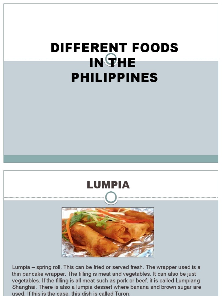 Different Foods in Phil. | PDF | Philippine Cuisine | Food Ingredients