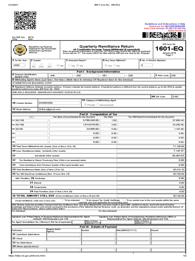 Quarterly Remittance Return: of Creditable Income Taxes Withheld ...