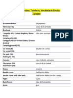 Tourism Vocabulary TURISMO VOCABULARIO Spanish To English