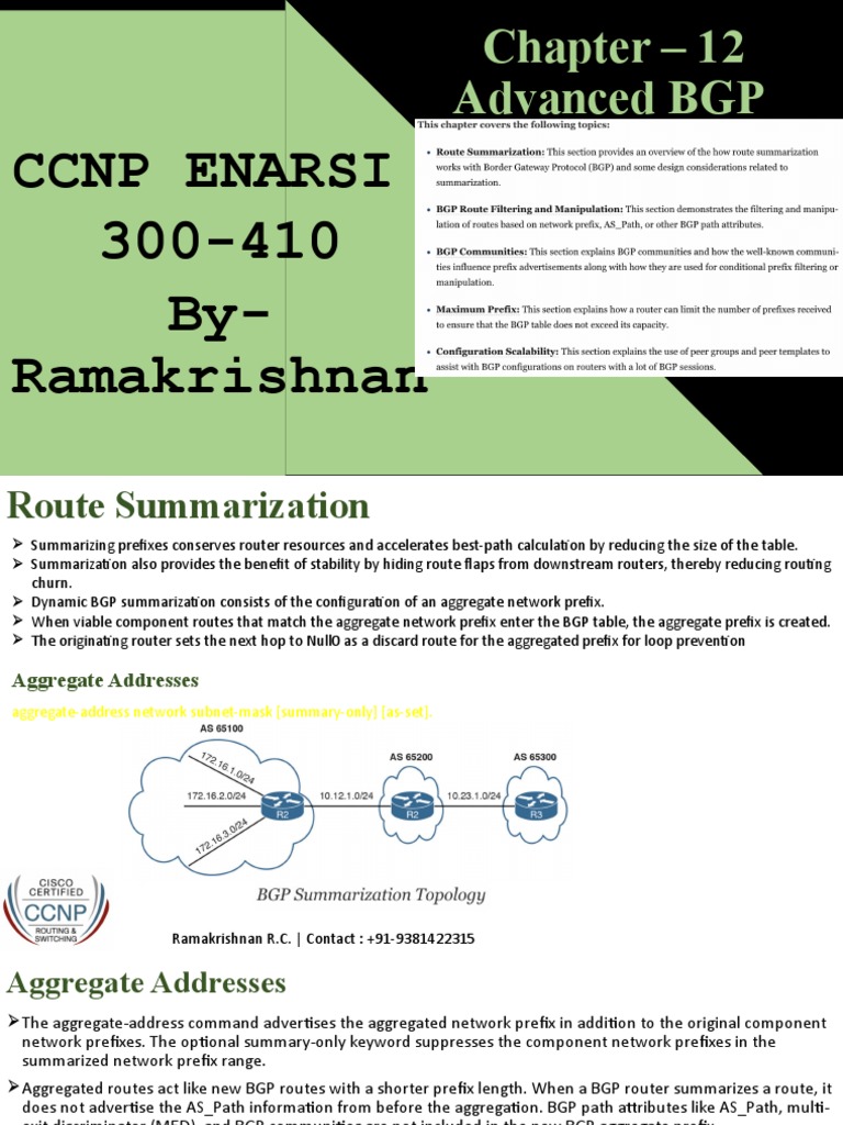 Advanced BGP Route Summarization | PDF | Communications Protocols ...