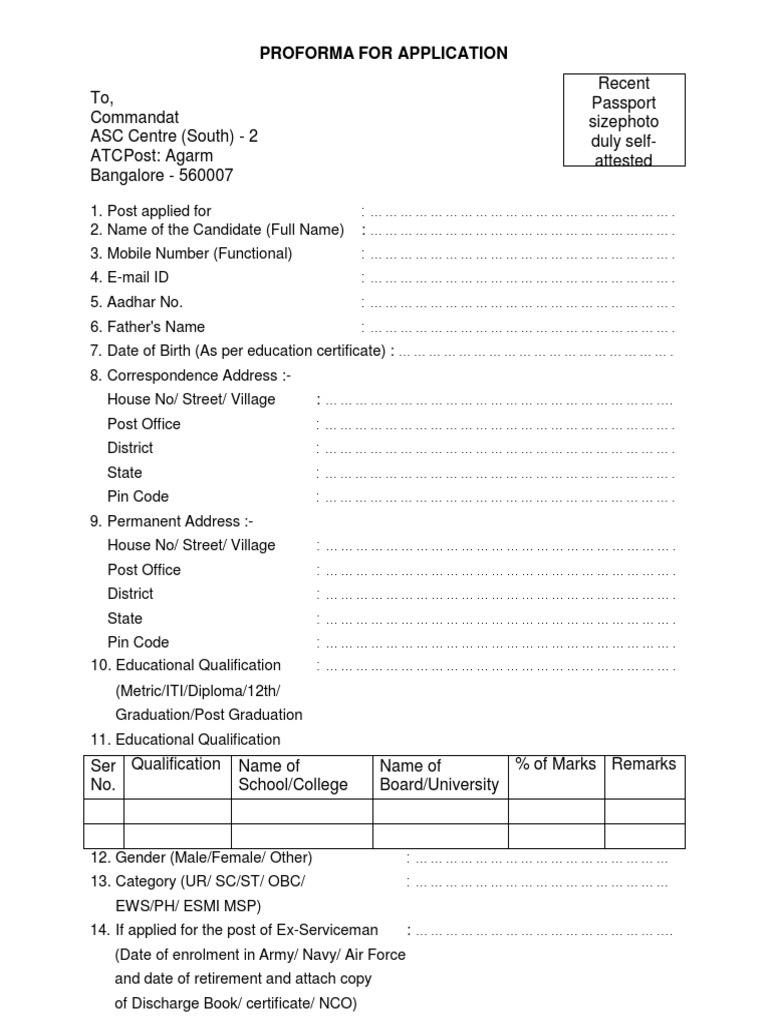 ASC Centre Application Proforma | PDF | Government