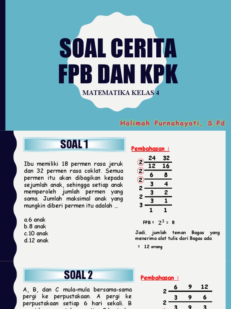Soal Cerita FPB dan KPK Kelas 4 | PDF