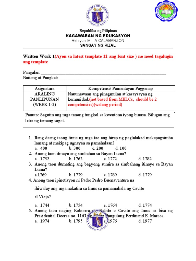 AP 2 Quarter 2 PT and WW 1 | PDF