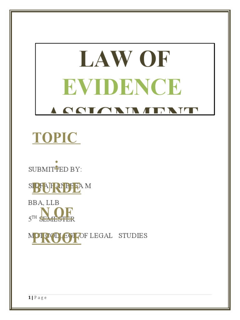 Burden of Proof in Law of Evidence | PDF | Burden Of Proof (Law ...