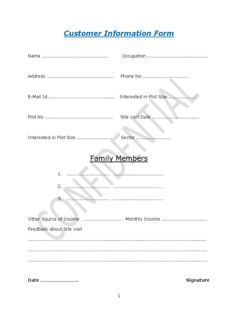 Customer Information Form | PDF