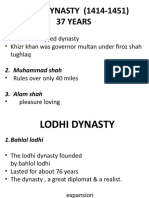 SYYED DYNASTY (1414-1451) and Lodhi Dynasty