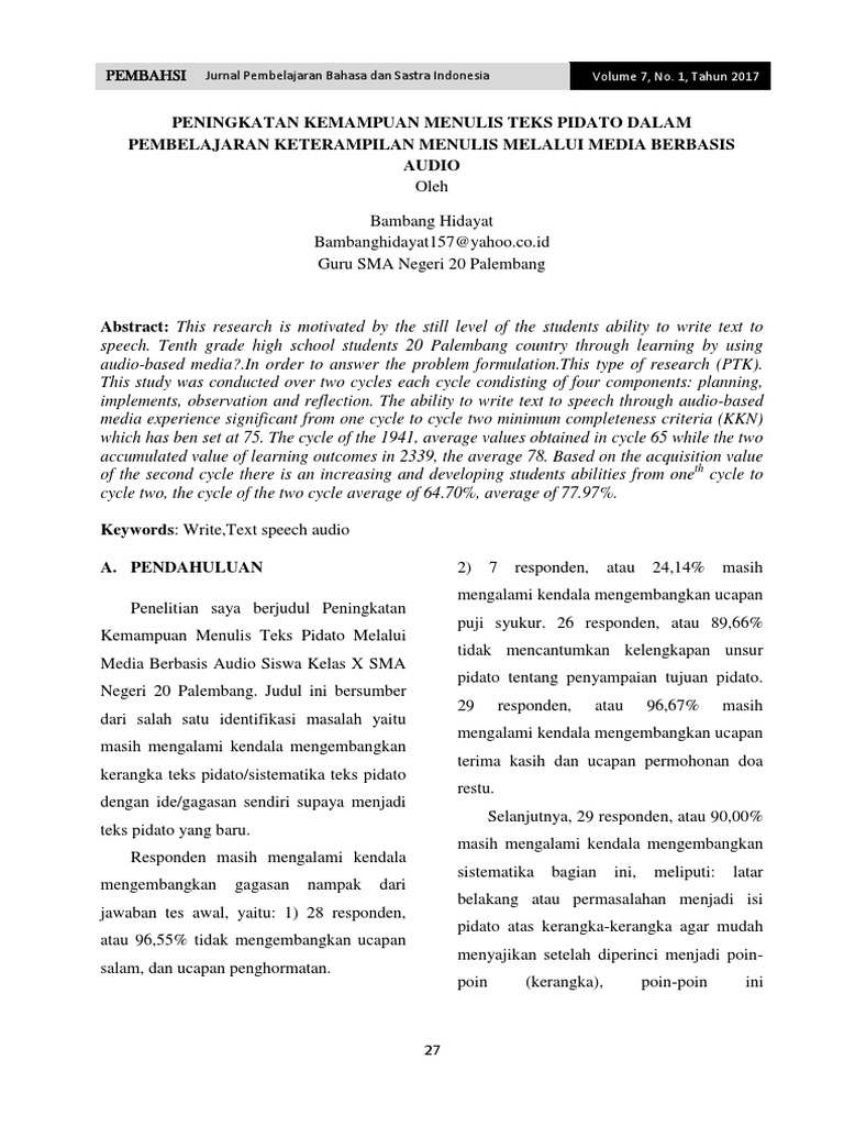 Pembahsi: Jurnal Pembelajaran Bahasa Dan Sastra Indonesia | PDF | Seni ...