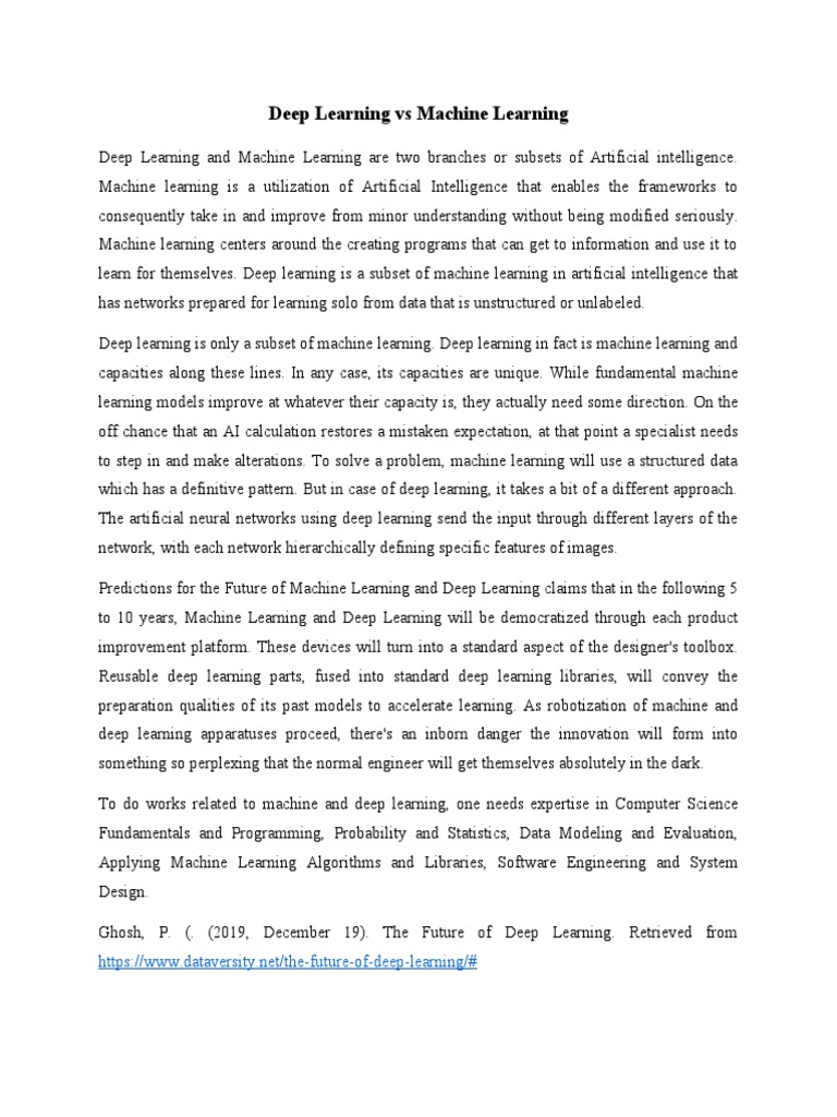 Deep Learning Vs Machine Learning | PDF | Machine Learning | Deep Learning