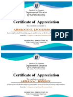 Certificate of Appreciation: Ambrocio E. Escorpiso, PHD
