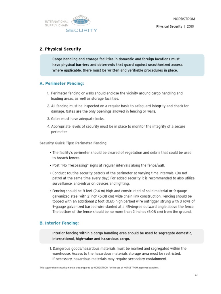 Securing the Supply Chain Nordstrom Outlines Robust Physical Security