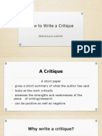 How To Write A Critique