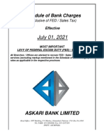 July 01, 2021: Schedule of Bank Charges