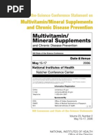 Multivitamin/Mineral Supplements and Chronic Disease Prevention