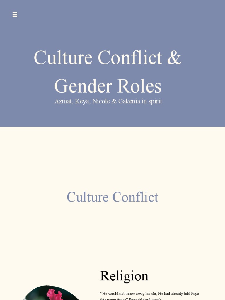 Culture Conflict and Gender Roles Analysis | PDF | Gender Role | Family