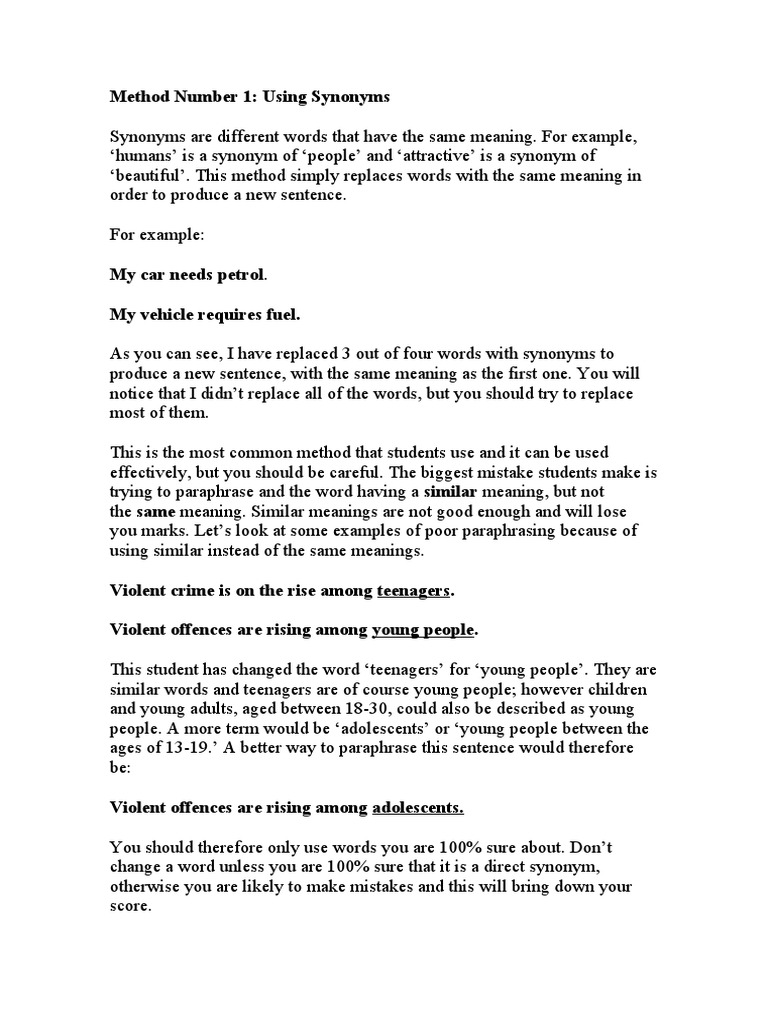 Paraphrase Pdf Verb Adjective