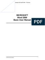 Microsoft Word 2000 Basic User Manual: University of The South Pacific - IT Services