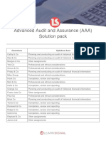 Advanced Audit and Assurance (AAA) Solution Pack: Questions Syllabus Area