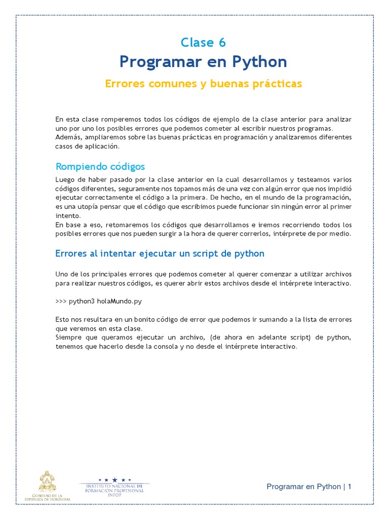 Errores y buenas prácticas en Python | PDF | Python (lenguaje de ...