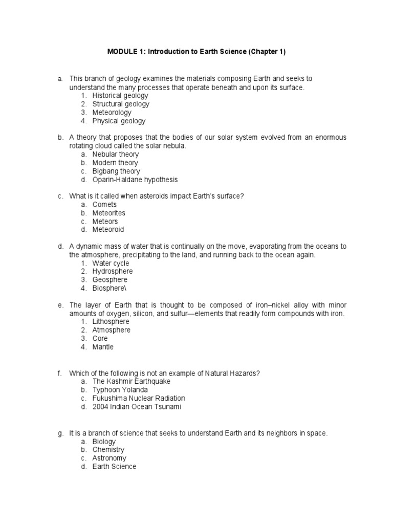 Earth Science Chapter 1 and 2 Review | PDF | Fog | Cloud