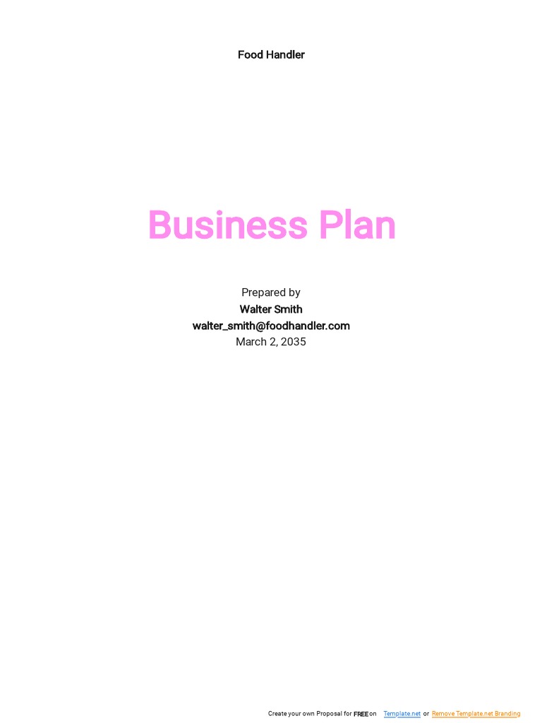 Free Food Delivery Business Plan Template PDF Equity (Finance