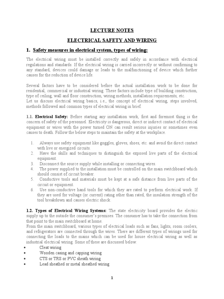 Electrical Safety and Wiring Systems Guide | PDF | Electrical Wiring ...