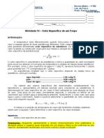 Atividade 10 - Calor Específico de Um Corpo