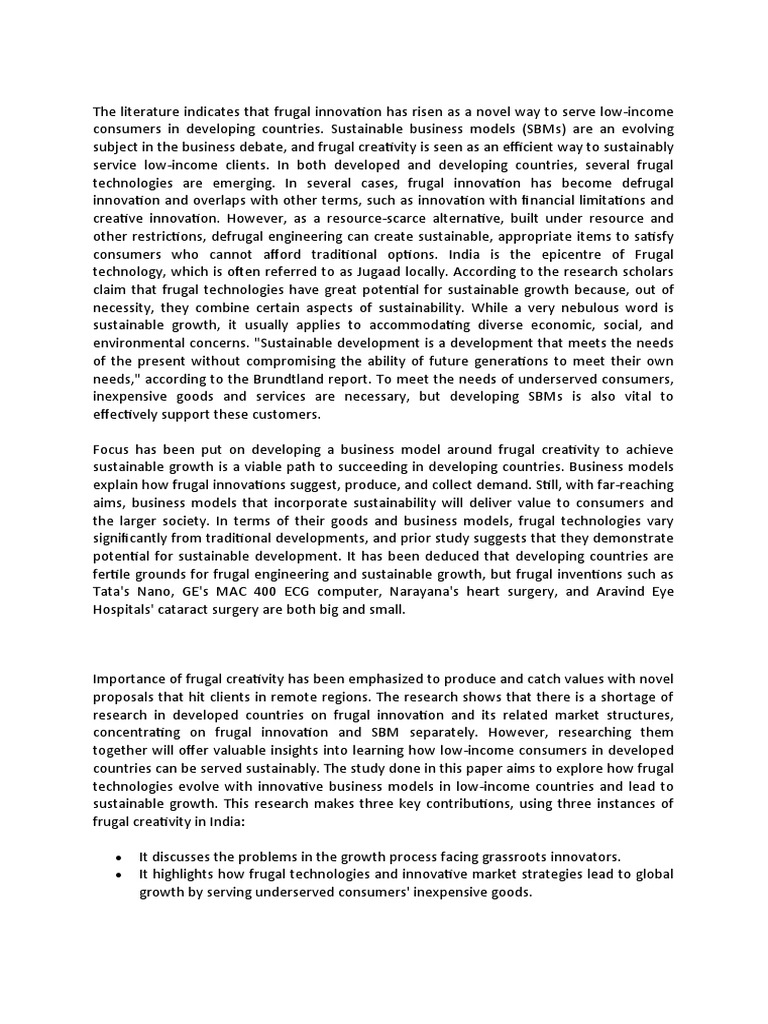 Frugal Innovation in India: Key Examples | PDF | Sustainability ...