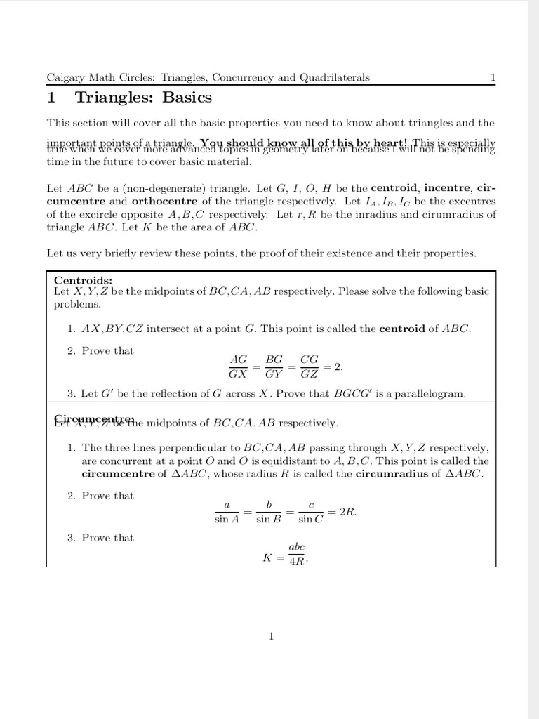 Triangles and Concurrency Concepts | PDF | Triangle | Elementary Geometry