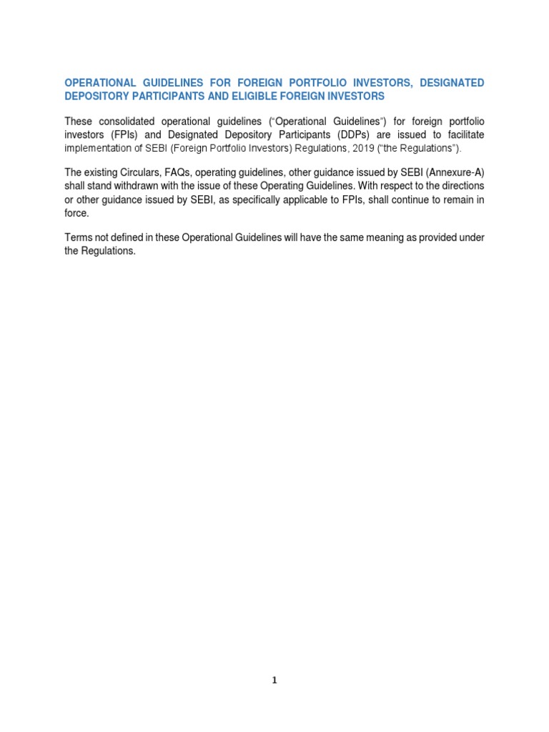 FPI Operational Guidelines Overview | PDF | Derivative (Finance ...