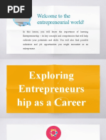 Welcome To The Entrepreneurial World!