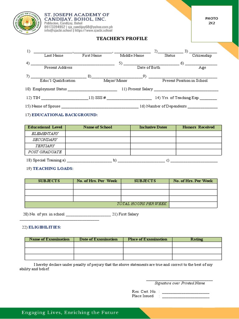 Blank Teachers-Profile | PDF
