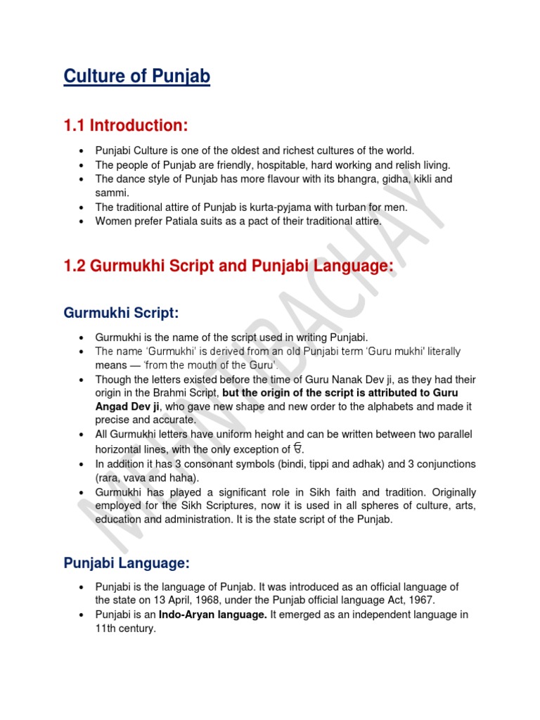 Lecture Culture of Punjab Part 1 | PDF | Guru Granth Sahib | Punjab