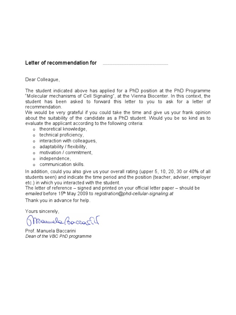 PhD Reference Request Guide | PDF