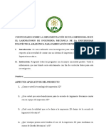 Cuestionario Sobre La Implementación de Una Impresora 3D