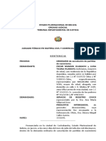 SENTENCIA. Ordinario. PROBADA. Cancelacion Ptda. Doble Nacionalidad. Argentina. Literal. de Menores. OSCAR MAMANI C. P.O. y SERECI