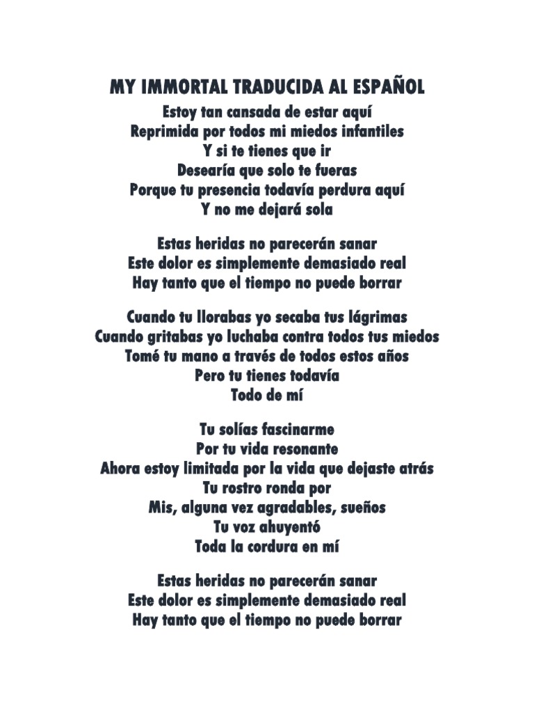 My Immortal Traducida Al Español | PDF
