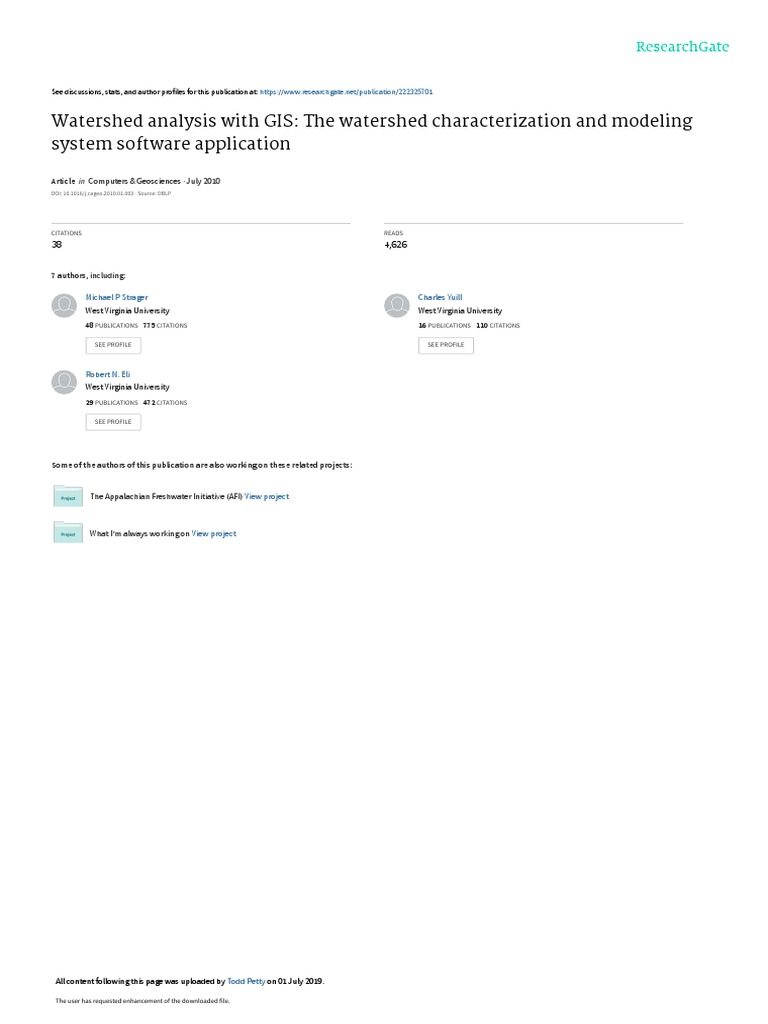 Watershed Analysis With Gis The Watershed Characte Pdf Geographic