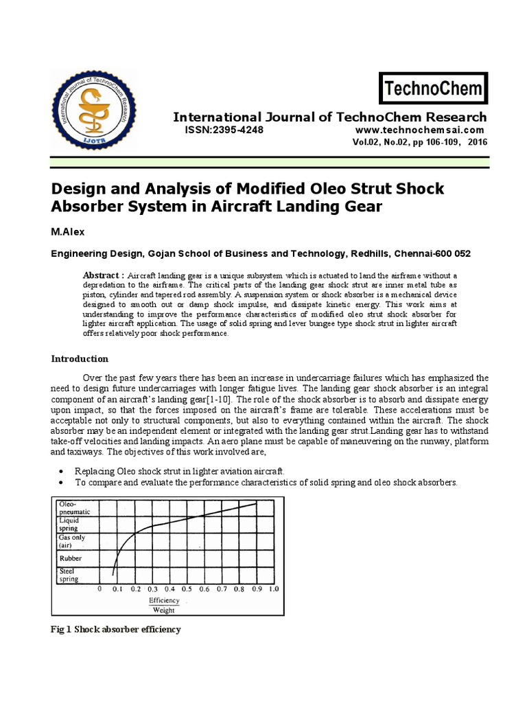 Design and Analysis of Modified Oleo Strut Shock Absorber System in ...