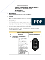 Especificaciones Tecnicas Biodigestor