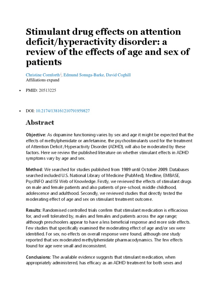 Stimulant Drug Effects On Attention Deficit | PDF | Self-Improvement