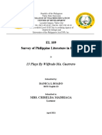 EL 109 Survey of Philippine Literature in English: 13 Plays by Wilfredo Ma. Guerrero