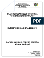 Plan de Desarrollo Municipal Machetá 2016-2019 Construyendo futuro