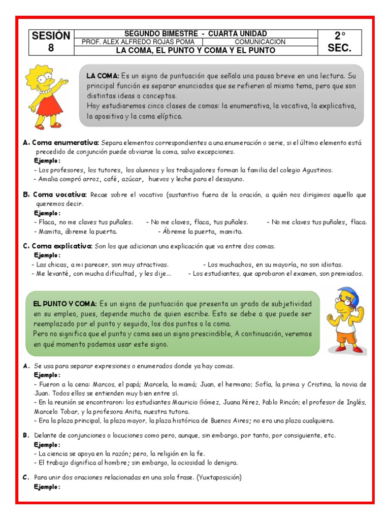 Uso del punto y coma y la coma | PDF | Coma | Puntuación