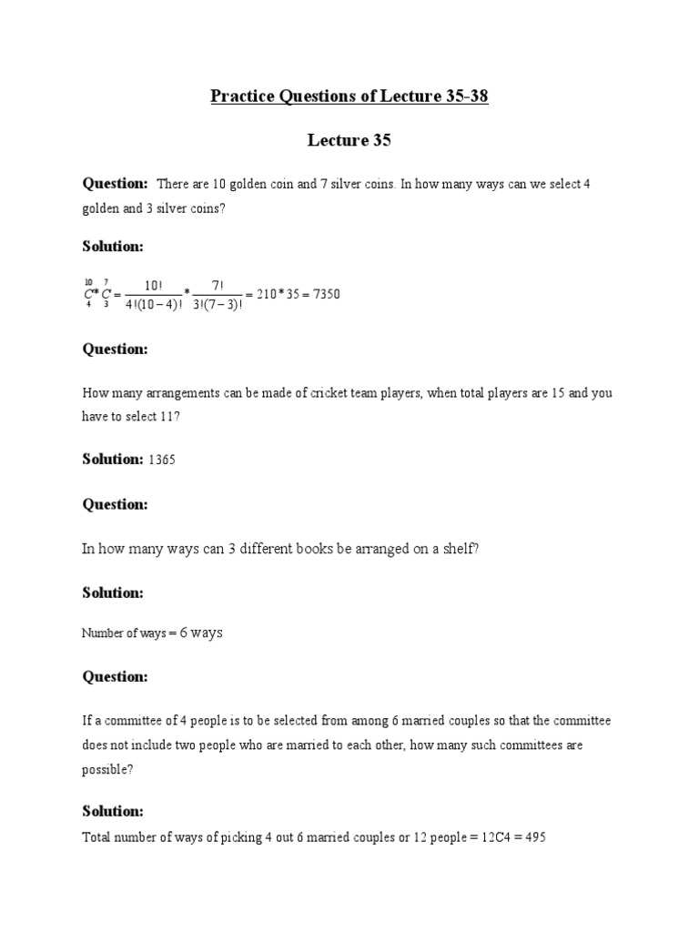 Practice Questions of Lecture 3538 in How Many Ways Can 3 Different