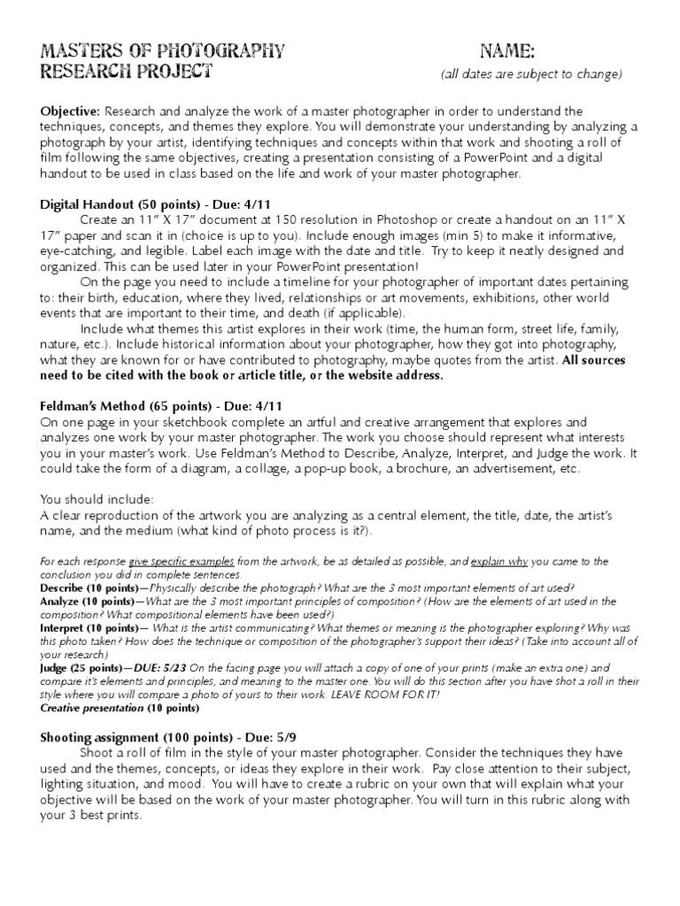 Master Photographer Research Project | PDF | Composition (Visual Arts ...