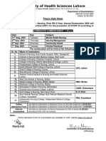 University of Health Sciences Lahore: Theory Date Sheet