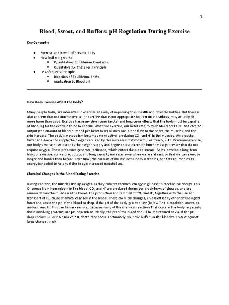 Blood, Sweat, and Buffers: PH Regulation During Exercise: Key Concepts ...