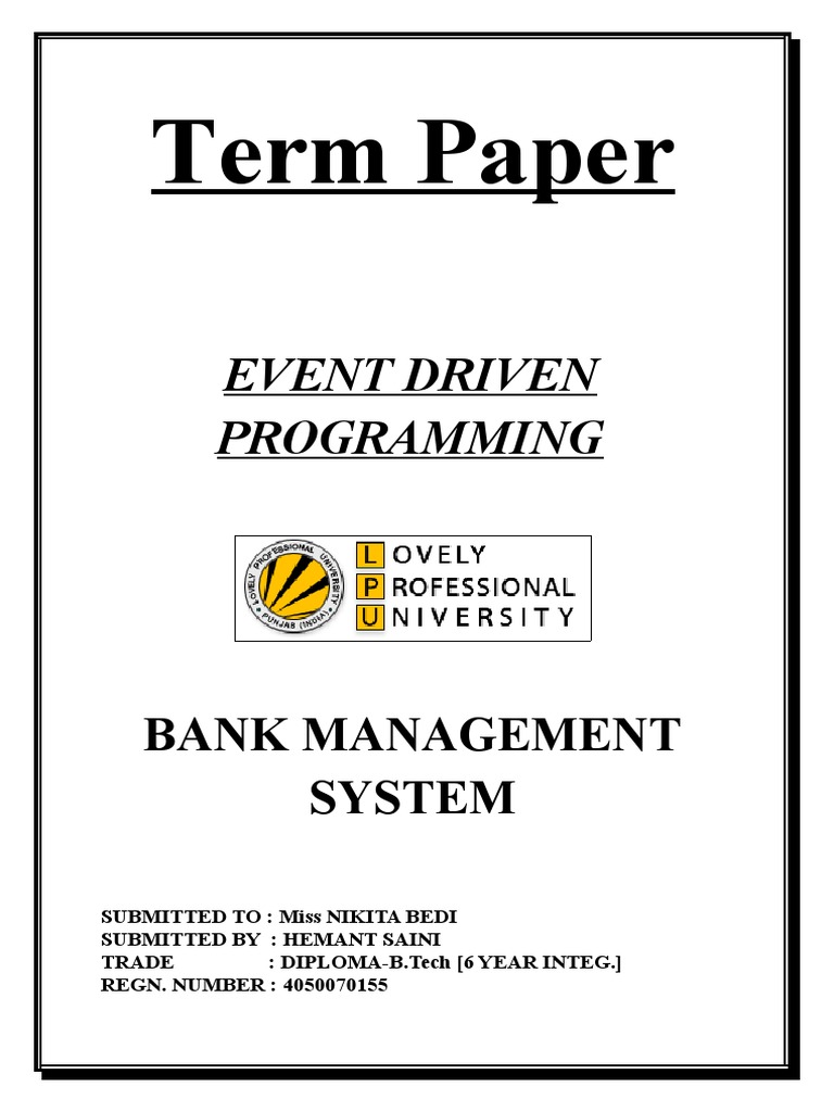 Term Paper: Event Driven Programming | PDF | Microsoft Access | Databases