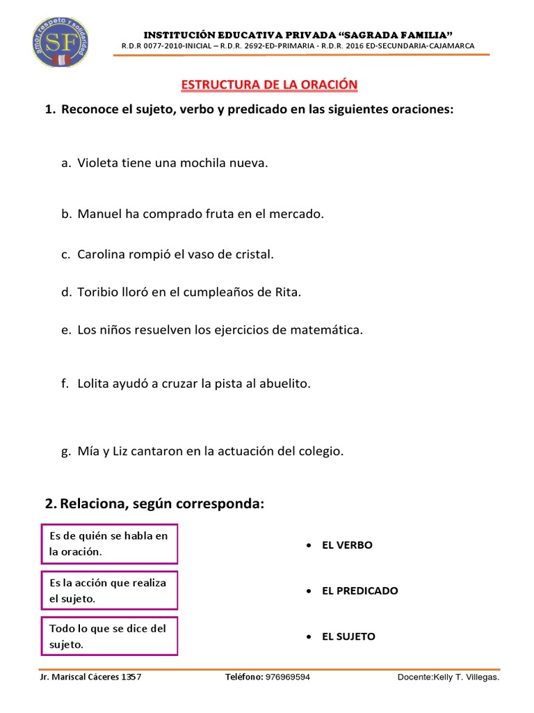 Estructura de la Oración para Niños | PDF | Ciencia y matemáticas
