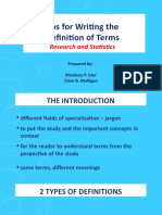 Tips For Writing The Definition of Terms: Research and Statistics